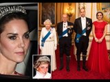 Kate wears  Diana's dazzling  diamond and  pearl heirloom
