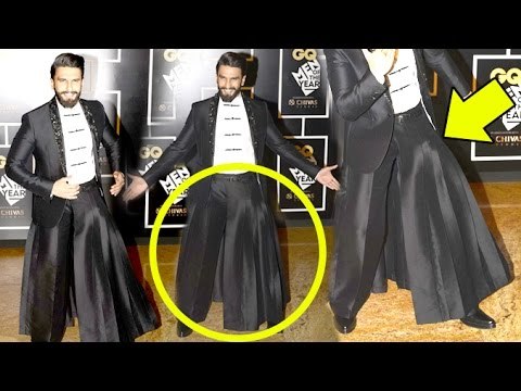 Ranveer Singh Enters Wearing A Ladies SKIRT Below His Suit At GQ Awards 2016 Red Carpet