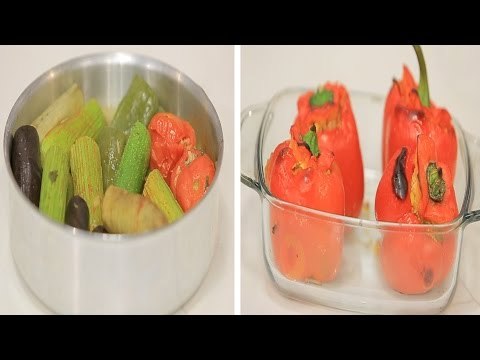 محشي خضروات - محشي فلفل أحمر بالكسكسي | عيش وملح حلقة كاملة