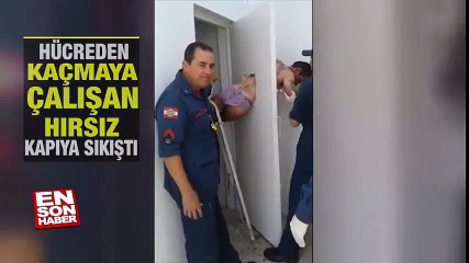 Hücreden kaçmaya çalışan hırsız kapıya sıkıştı | En Son Haber
