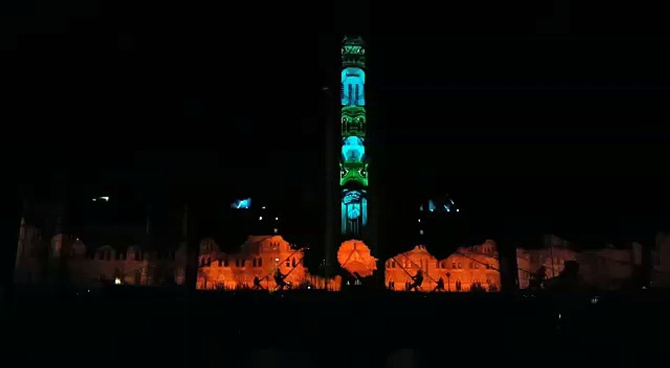 Beautiful fantatic building lights animations digitally laser