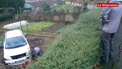 Carhaix. La voiture volée finit sa course dans le potager
