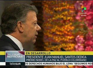 Santos recibe Nobel en nombre de todos los colombianos y las víctimas