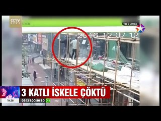 3 Katlı iskelenin altında kalan işcilerin mucize kurtuluşu