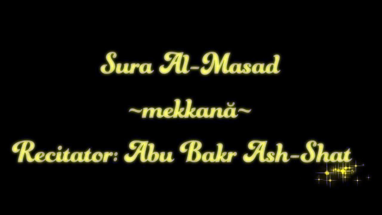 Sura Al-Masad, cu traducere in limba romana