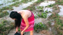 Beautiful Girl Fishing | Fishing at Countryside | Khmer Fishing