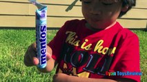 DIET COKE AND MENTOS EXPERIMENT CHALLENGE Easy science experiment for kids Toys Cars Ryan ToysReview