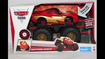 Скачать видео: Cars XL Monster Truck Talking Lightning McQueen in Monster Truck Mater Frightening McMean