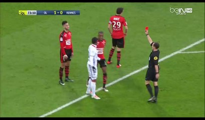Rami Bensebaini RED CARD HD - Lyon 1-0 Rennes  - 11.12.2016