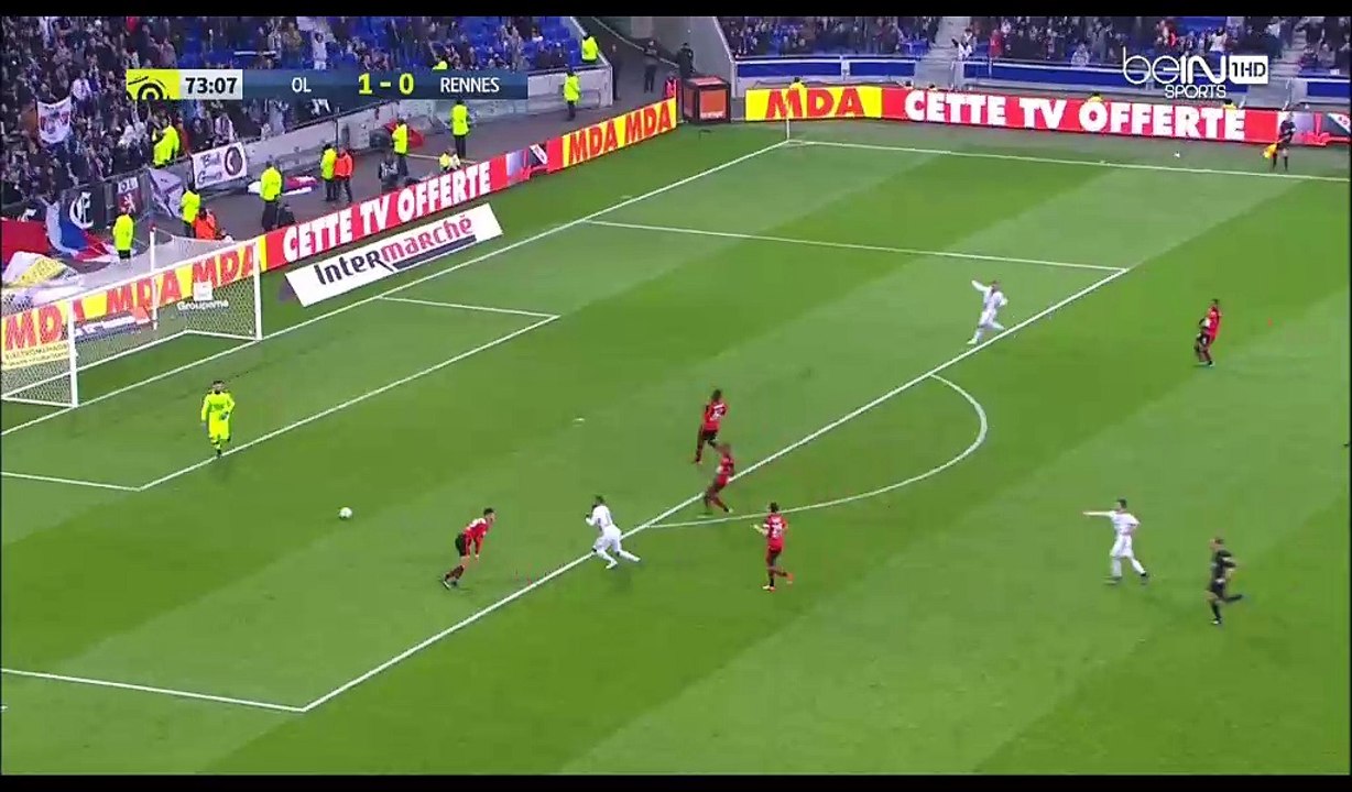 Rami Bensebaini RED CARD HD - Lyon 1-0 Rennes  - 11.12.2016