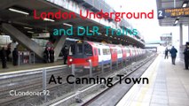 London Underground Jubilee Line & DLR trains at Canning Town station