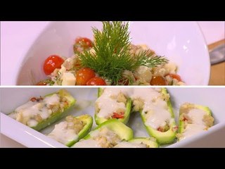 كوسة محشية بالسي فود و سلاطة جبن حلوم وطماطم شيري | شبكة وصنارة حلقة كاملة