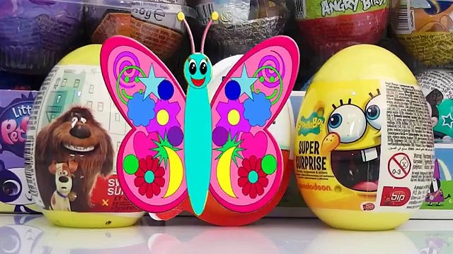 3 Huevos sorpresa kinder joy, bob esponja y la vida secreta de las mascotas en español 2016