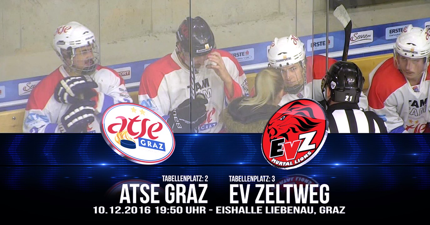Steirische Eliteliga: ATSE Graz - Eishockeyverein Zeltweg - Highlights und Interviews