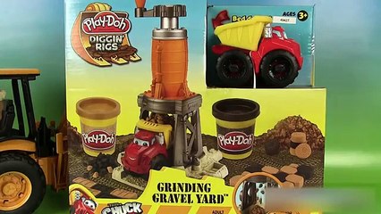 Pâte à modeler play doh Camion Diggin Rigs Chuck Dump Truck Gravel Yard et Bruder Tractopelle