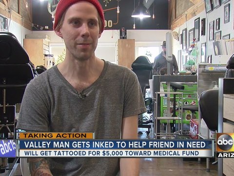 Man offers to get tattoos to help friend battling brain cancer
