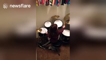 Boy, 3, showcases amazing drumming skills