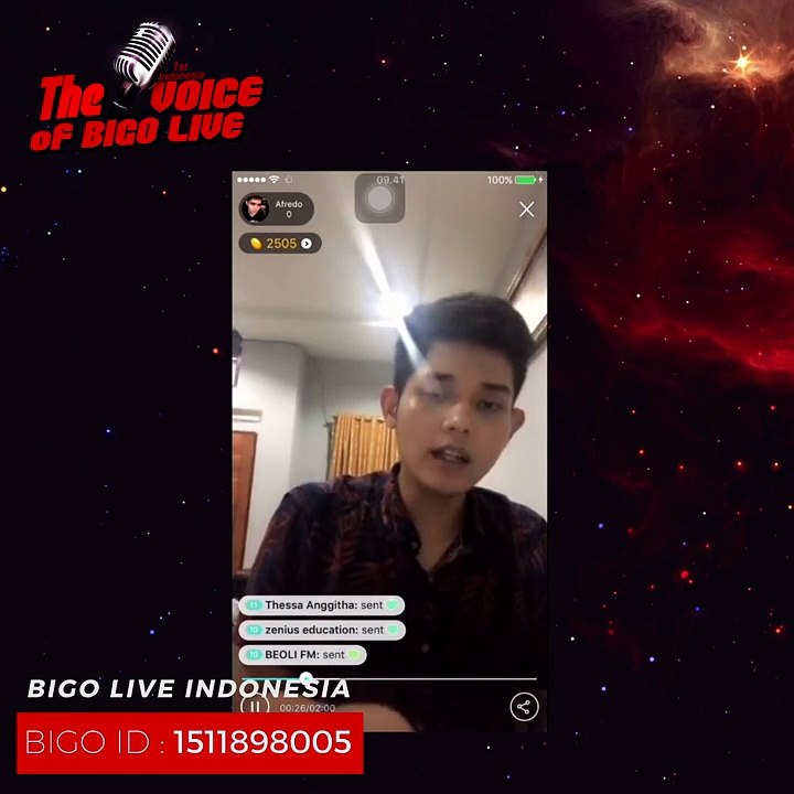 Afredo in  The Voice of BIGO LIVE  1st round Audition