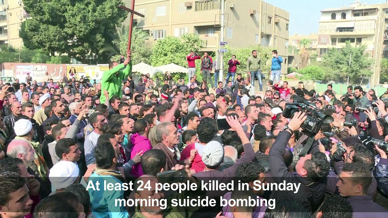 Egyptian Copts gather to mourn victims of bomb blast
