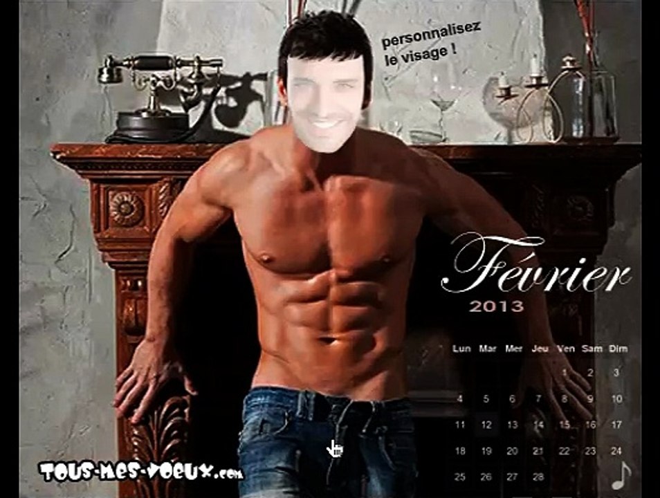 Le calendrier sexy masculin avec votre visage, bonne année humour, carte virtuelle
