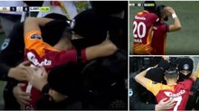 Jogador do Galatasaray comemora golo com abraço a três polícias