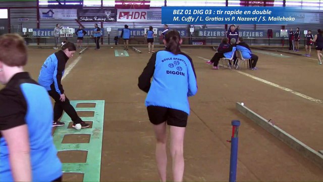 Premier tour, tir rapide en double, Béziers contre Digoin, Club Elite Féminin, J5, Sport Boules, saison 2016-2017