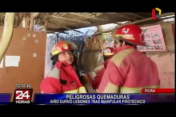 Piura: niño sufre quemaduras por explosión de pirotécnico