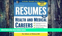 Buy Editors of VGM Career Books Resumes for Health and Medical Careers (McGraw-Hill Professional