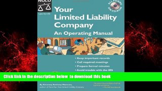 Pre Order Your Limited Liability Company: An Operating Manual 