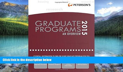 Buy Peterson s Graduate   Professional Programs: An Overview 2015 (Peterson s Graduate