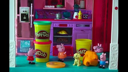 Peppa Pig George comendo Play doh Pizza Portugues massinha de modelar Casa da Barbie