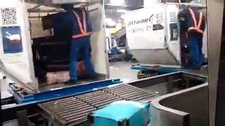 Inside View of Luggage Throwing of Airplane Passengers