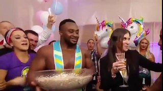 the new day winning celebration with sephnie mcmahon new