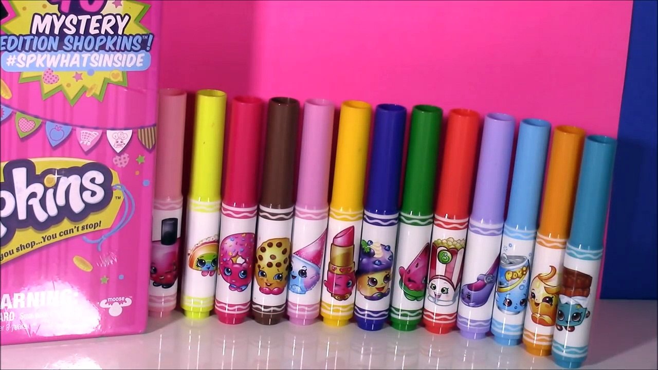 Color SHOPKINS Poppy Corn with Crayola SHOPKINS Markers & Crayons! 40 Exclusives! Lip Balm FUN