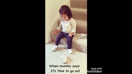 Tiny toddler gets ready all by herself!