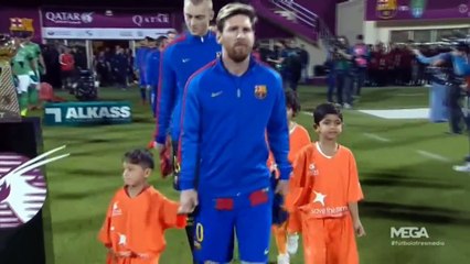 Little kid doesn't want to leave Leo Messi - Al Ahli vs Barcelona  13-12-2016 (HD)