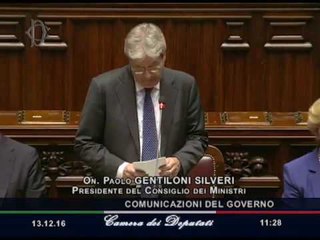 Roma - Comunicazioni programmatiche del Presidente del Consiglio Paolo Gentiloni (13.12.16)