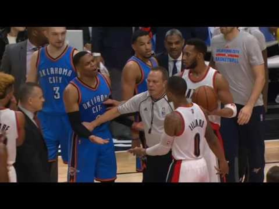 Russell Westbrook and Damian Lillard have some words   Thunder vs Blazers - December 13,2016-17 NBA Season