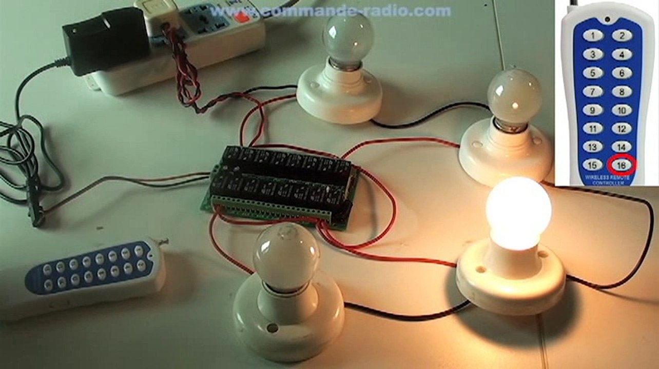 16 Canaux Kit Emetteur - Récepteur Sans Fil CC 9V/12V/24V 4 Modes de contrôle pour Contrôler 4 Lampes CA