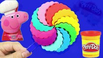 play doh new frozen!! - How to do rainbow lollipop playdoh with Peppa Pig