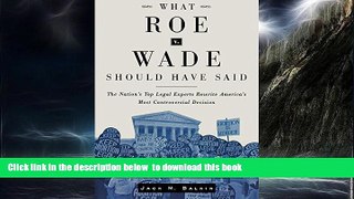 Buy  What Roe v. Wade Should Have Said: The Nation s Top Legal Experts Rewrite America s Most
