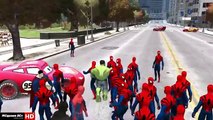 Lightning McQueen Cars Colors Motorbike wirh Spiderman + HULK + Batman Cartoon Colors for Kids
