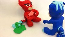PJ Masks Play Doh Animation Claymation Stop Motion Gekko Catboy and Owlette with Play-doh