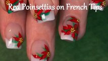Easy Christmas Nail Art Design | Red Xmas Poinsettia Flower Nails Tutorial