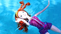 Barbie DOLPHIN ATTACK!!! Frozen Elsa & Merida VS Crazy Dolphin Saved by Spiderman & Baywatch Ken