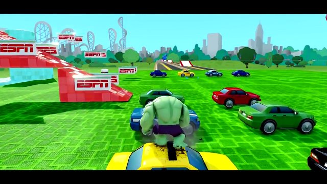 MCQUEEN MONSTER TRUCK Destroy COLORS CARS + HULK SMASH PARTY w/ Spiderman & Children Nursery Rhymes