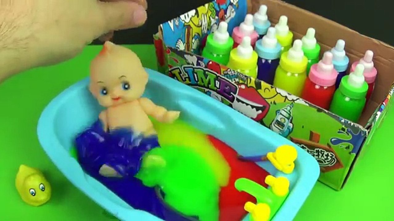 Learn Numbers Counting Baby Doll Colours Slime Bath Time - How to Bath a Baby Clay Slime