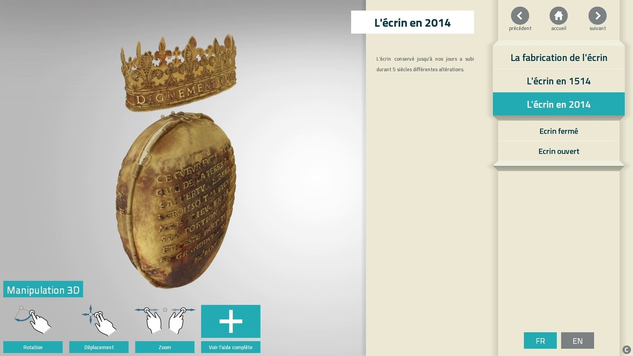 Présentation du reliquaire du coeur d’Anne de Bretagne en 3d