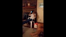 Mom tries VR - can't handle the intensity!