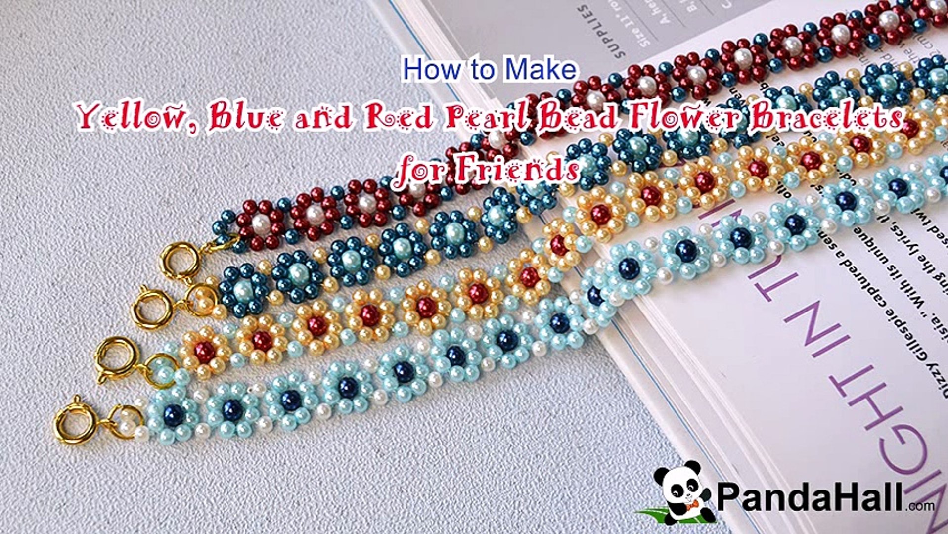 Vidéo 79(P) Comment faire un bracelet de fleur avec perles en verre nacré  jaunes rouges et bleues - Vidéo Dailymotion